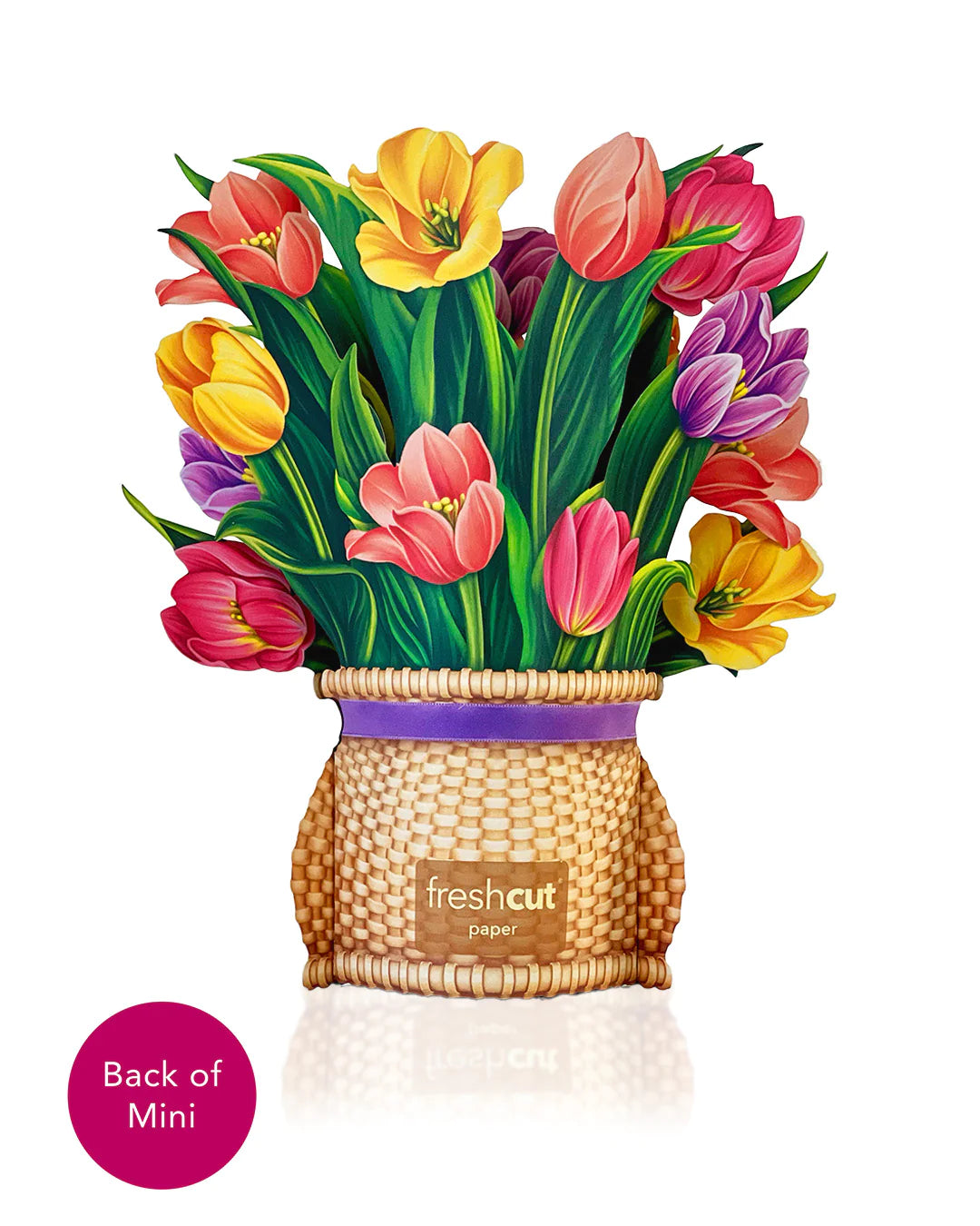Festive Tulips Mini Pop Up Flower Bouquet Greeting Card    