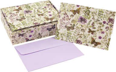 Boxed Note Cards - Amethyst Butterflies    