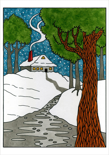 CJ Hurley Creekside House Nestled In Snow Boxed Holiday Cards    