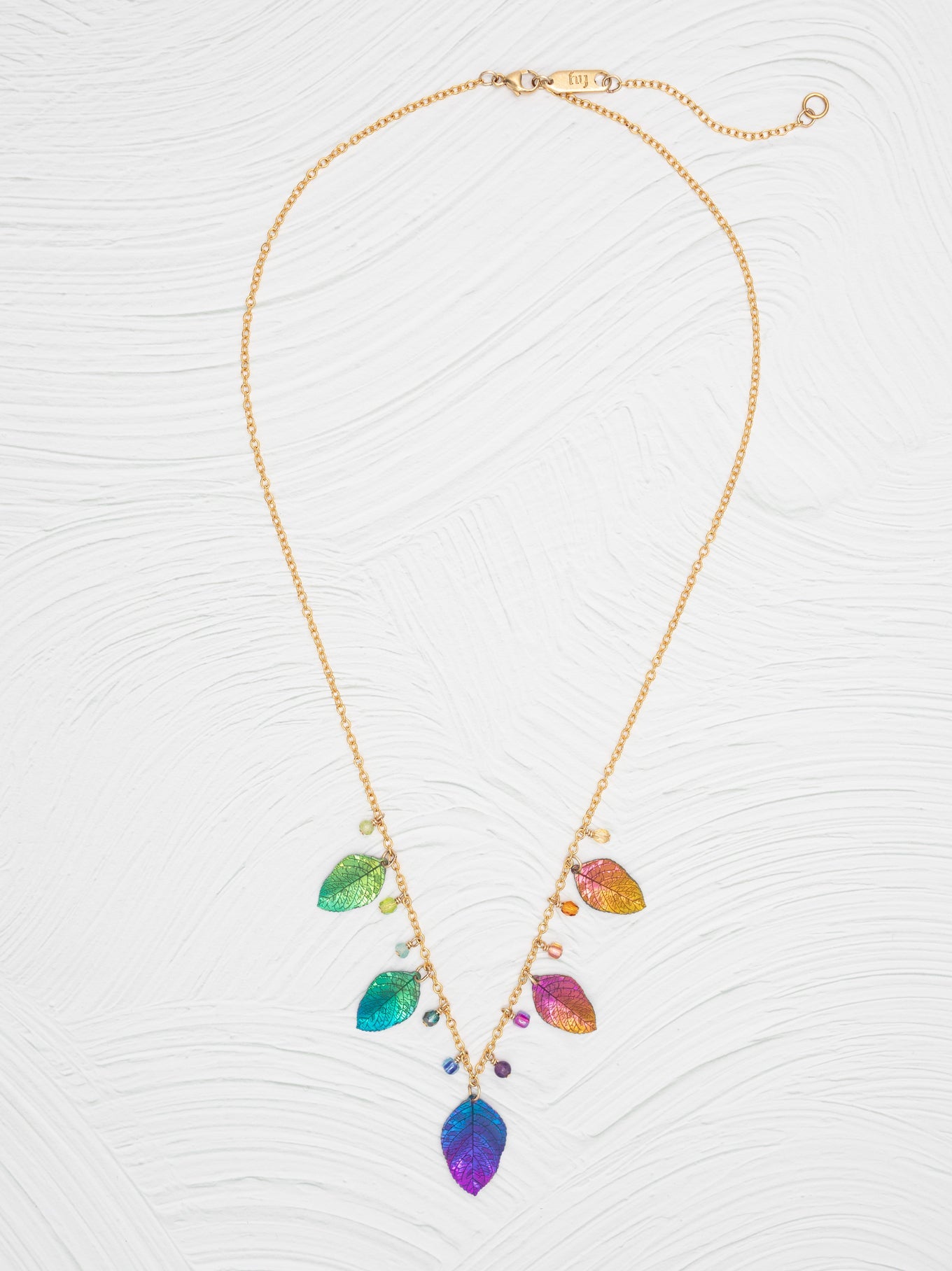 Holly Yashi Healing Elm Leaf Necklace - Rainbow    