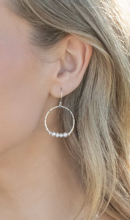 Holly Yashi Rosa Hoop Earrings - Silver / White    