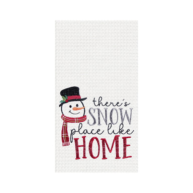 There's Snow Place Like Home Embroidered Waffle Weave Kitchen Towel    
