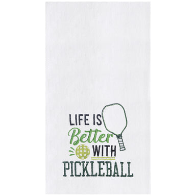 Life Is Better With Pickleball Embroidered Flour Sack Kitchen Towel    