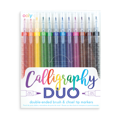 Calligraphy Duo - 12 Double-Ended Brush & Chisel Tip Markers    