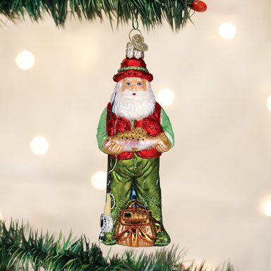 Old World Christmas - Fly Fishing Santa Ornament    