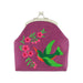 Lavishy Embroidered Hummingbird & Flower - Vegan Coin Purse Purple .  3272126.5