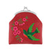 Lavishy Embroidered Hummingbird & Flower - Vegan Coin Purse Red .  3272126.6