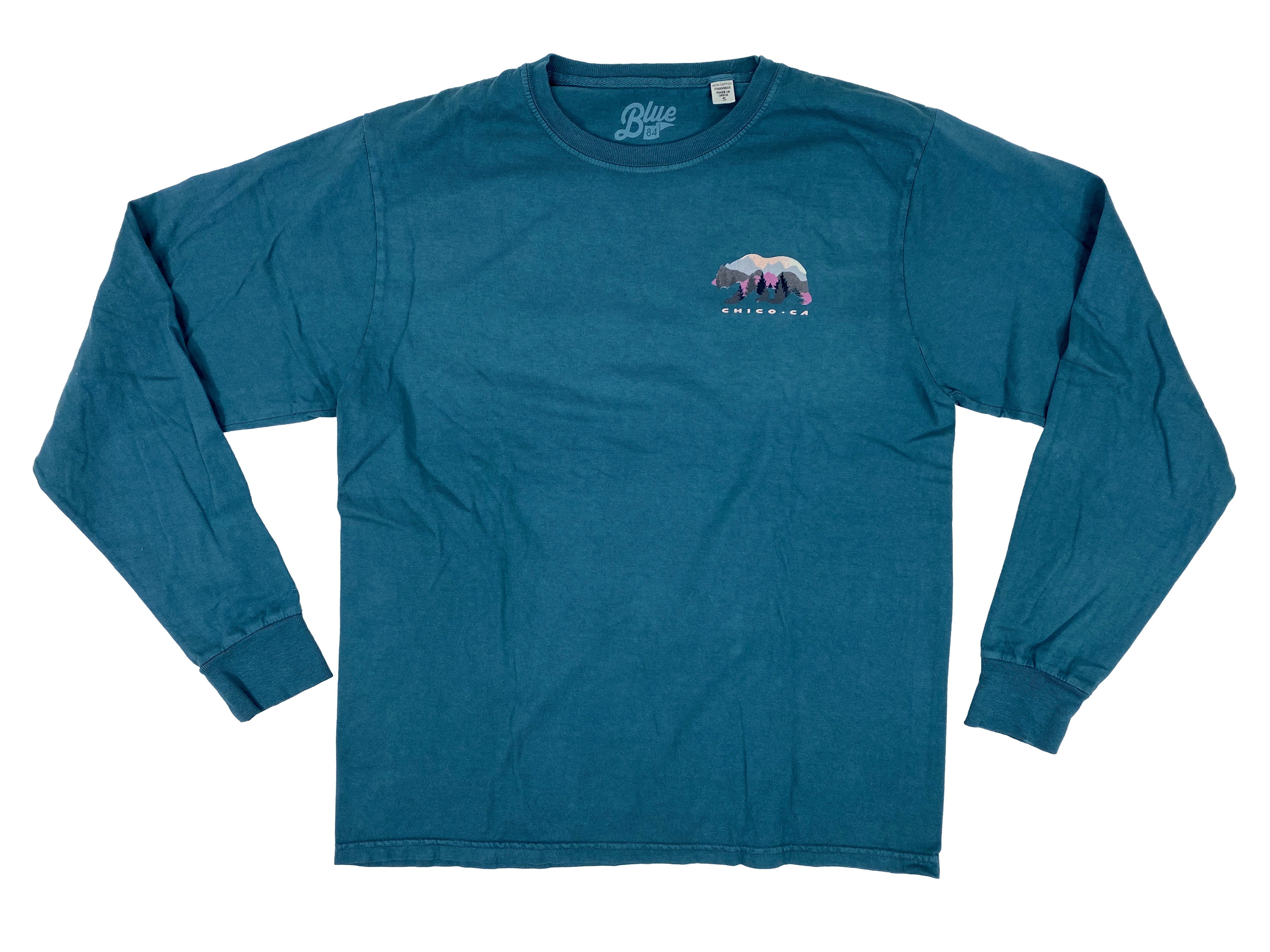 Hitchhiker Bear - Long Sleeve T-Shirt TEAL S  3256115.6