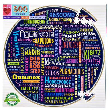 100 Great Words 500 Piece Round Puzzle    