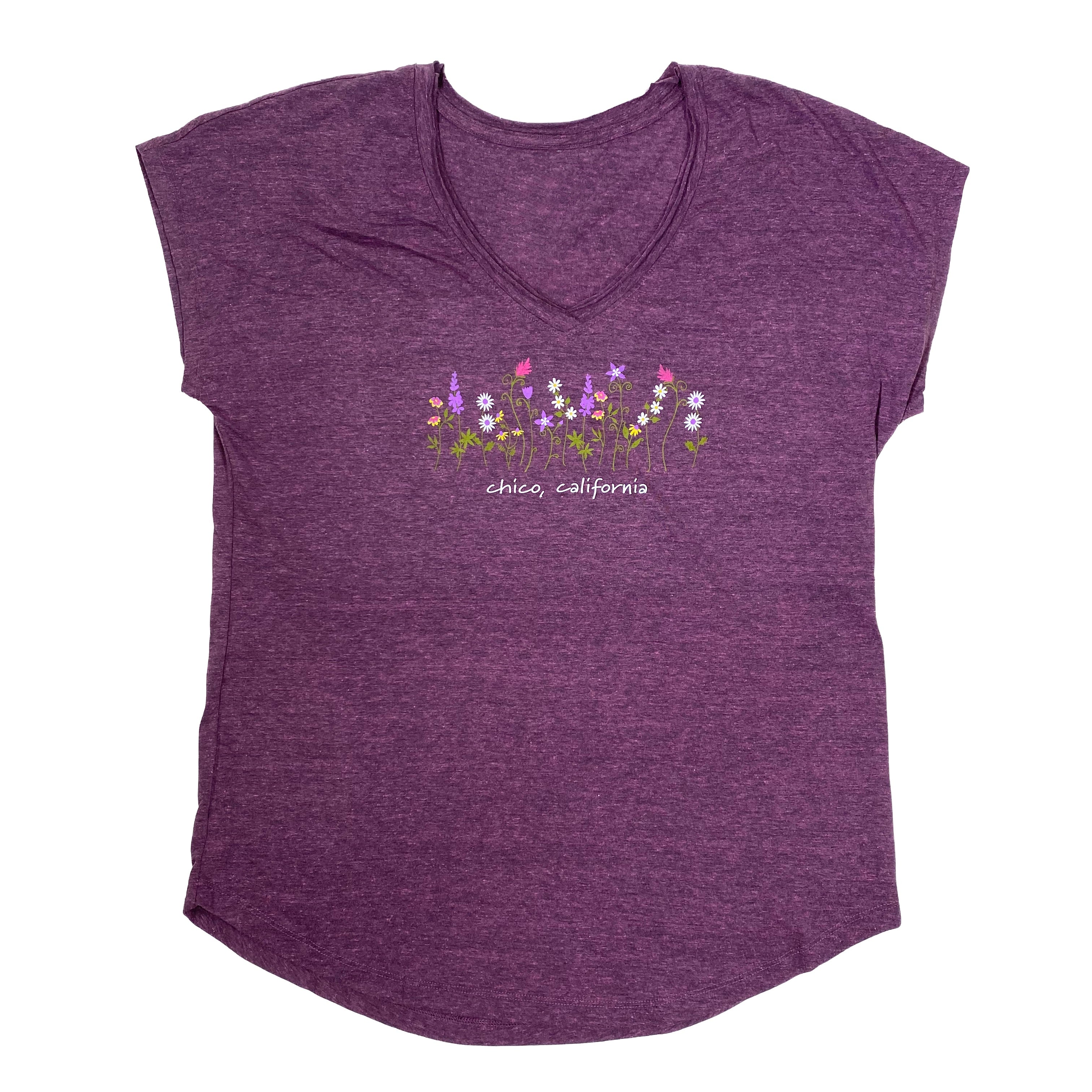 Levitate Flowers - Womens V-Neck Chico T-Shirt Wild Orchid Heather S  3263676.1