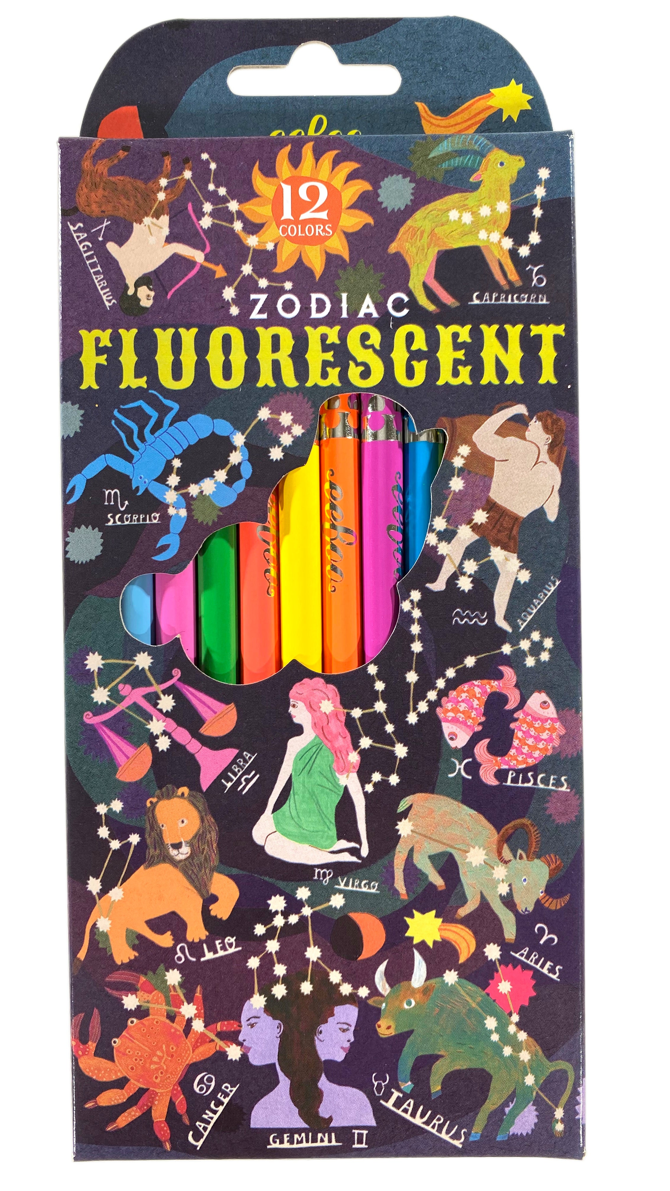 Zodiac - 12 Fluorescent Colored Pencils    