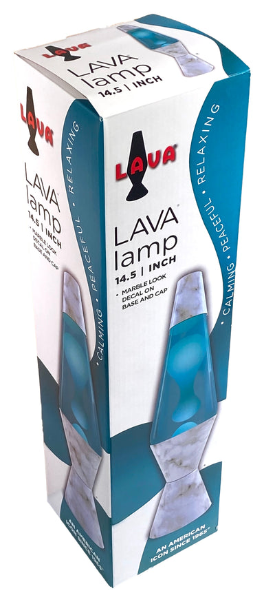 Lava Lamp - 14.5" White & Teal With Faux Marble    