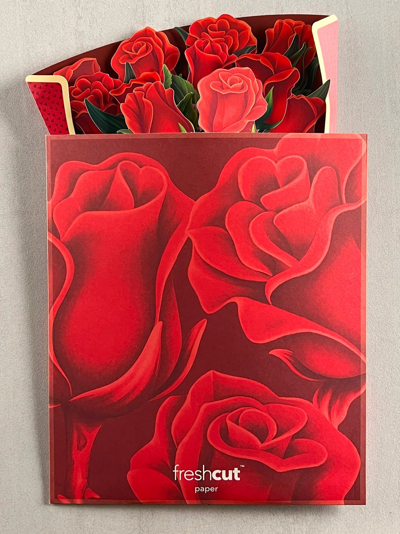 Pop Up Flower Bouquet Greeting Card - Red Roses    