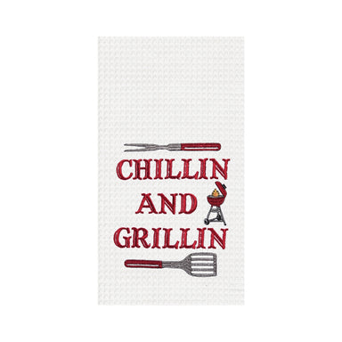 Chillin And Grillin - Waffle Weave Kitchen Towel    