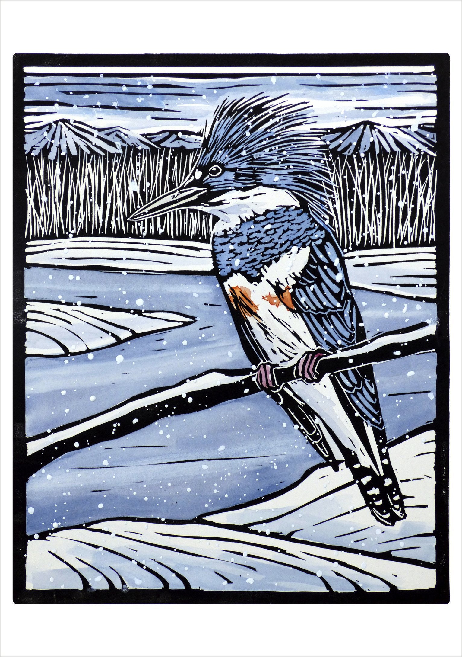 Molly Hashimoto Kingfisher in the Snow - Boxed Holiday Cards    