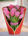 Pop Up Flower Bouquet Greeting Card - Pink Tulips    