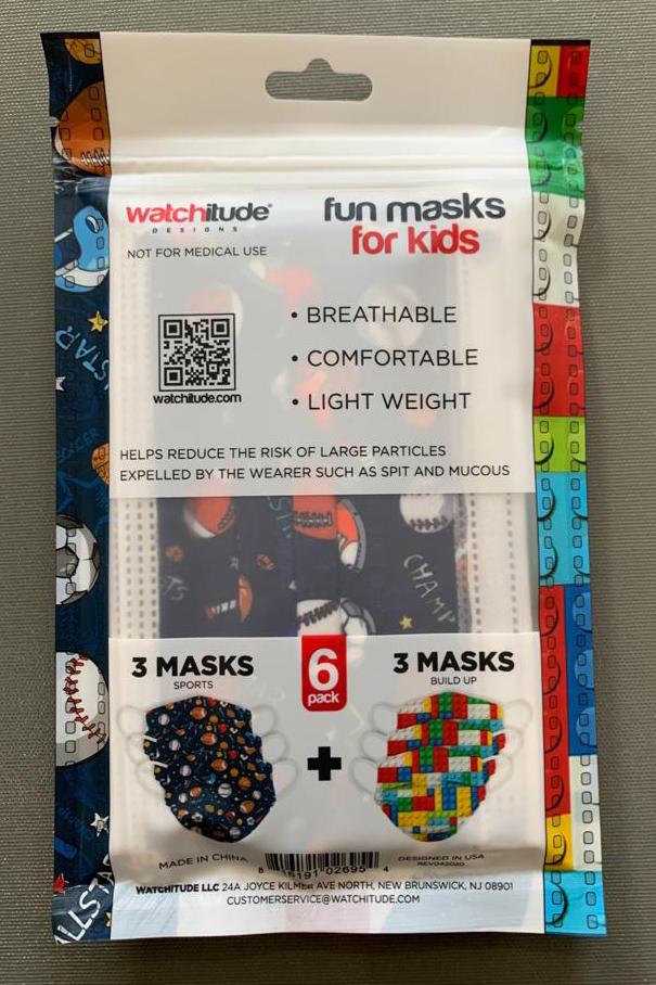 6 Pack Disposable Kids Masks - Sports & Build Up    