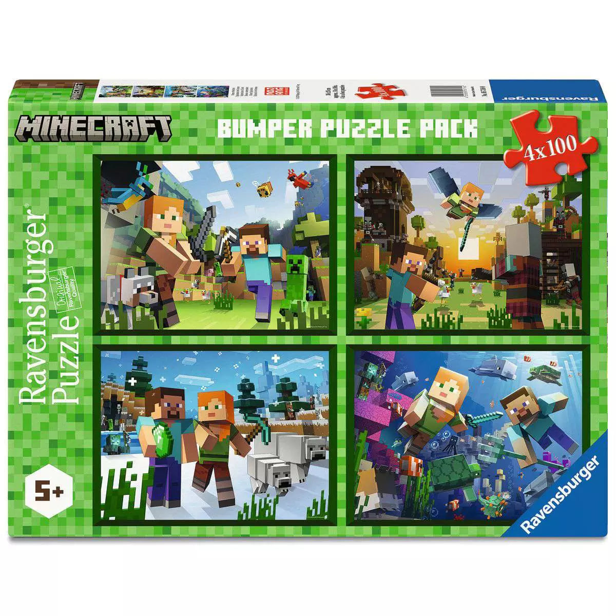 RAV Minecraft Bumper Puzzle Pack 4x100 Piece Puzzles