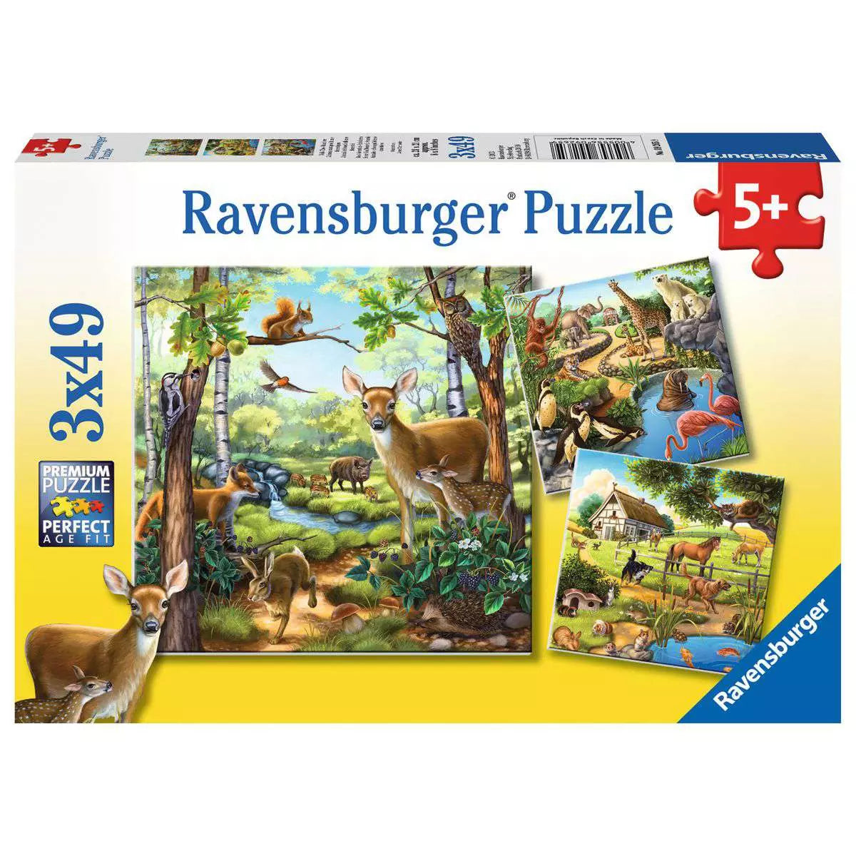 RAV Forest, Zoo, Domestic Animals 3x49 Piece Puzzles