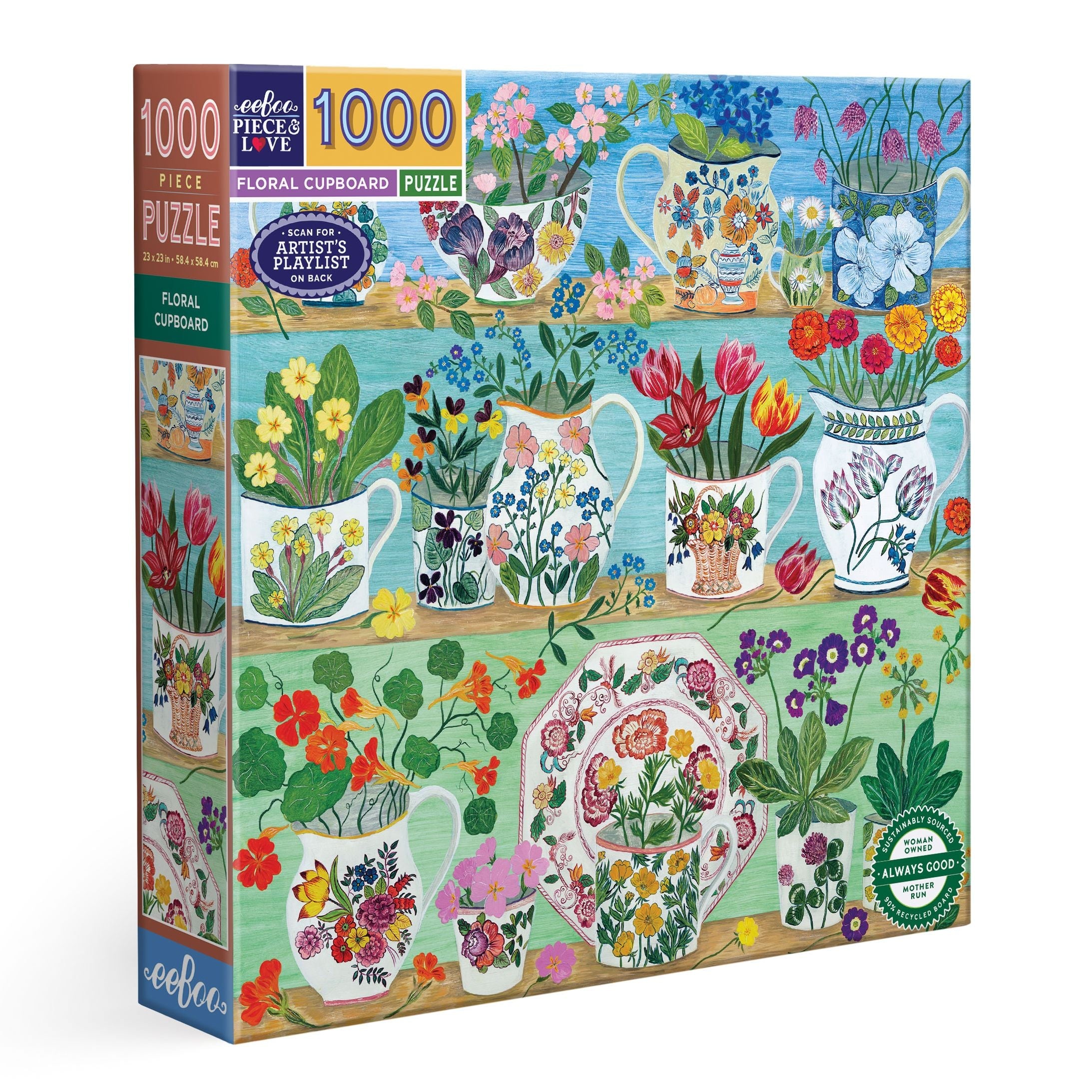 eeBoo Floral Cupboard 1000 Piece Puzzle