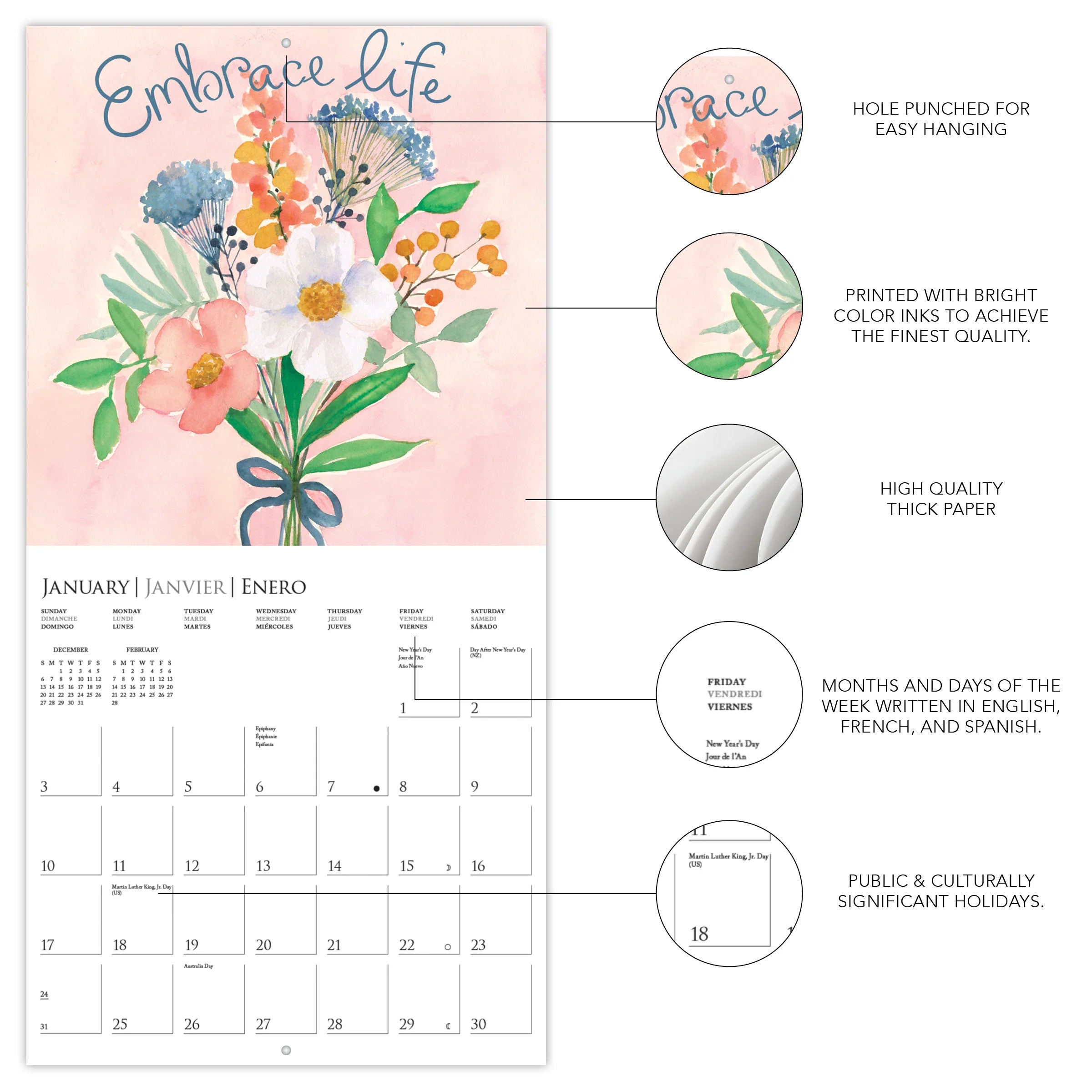 GRPH Live, Love, Laugh 2027 Mini Wall Calendar