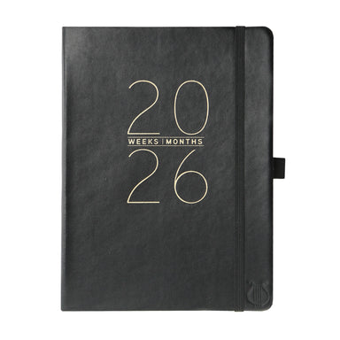 Apollo Collection Black 2026 18-Month 6x8 Vegan Leather Planner