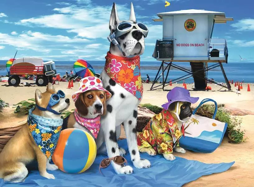 No Dogs On The Beach 100 Piece Puzzle