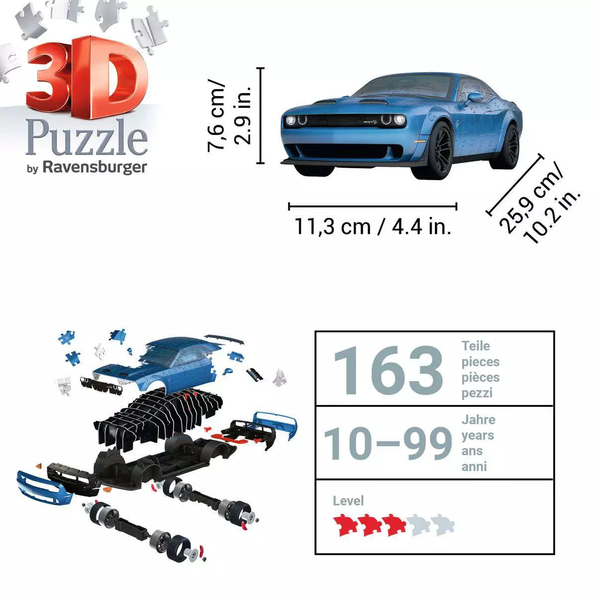 Dodge Challenger SRT Hellcat Redeye Widebody 163 Piece 3D Puzzle