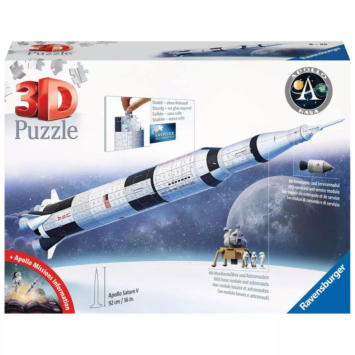 RAV Apollo Saturn V Rocket 440 Piece 3D Puzzle