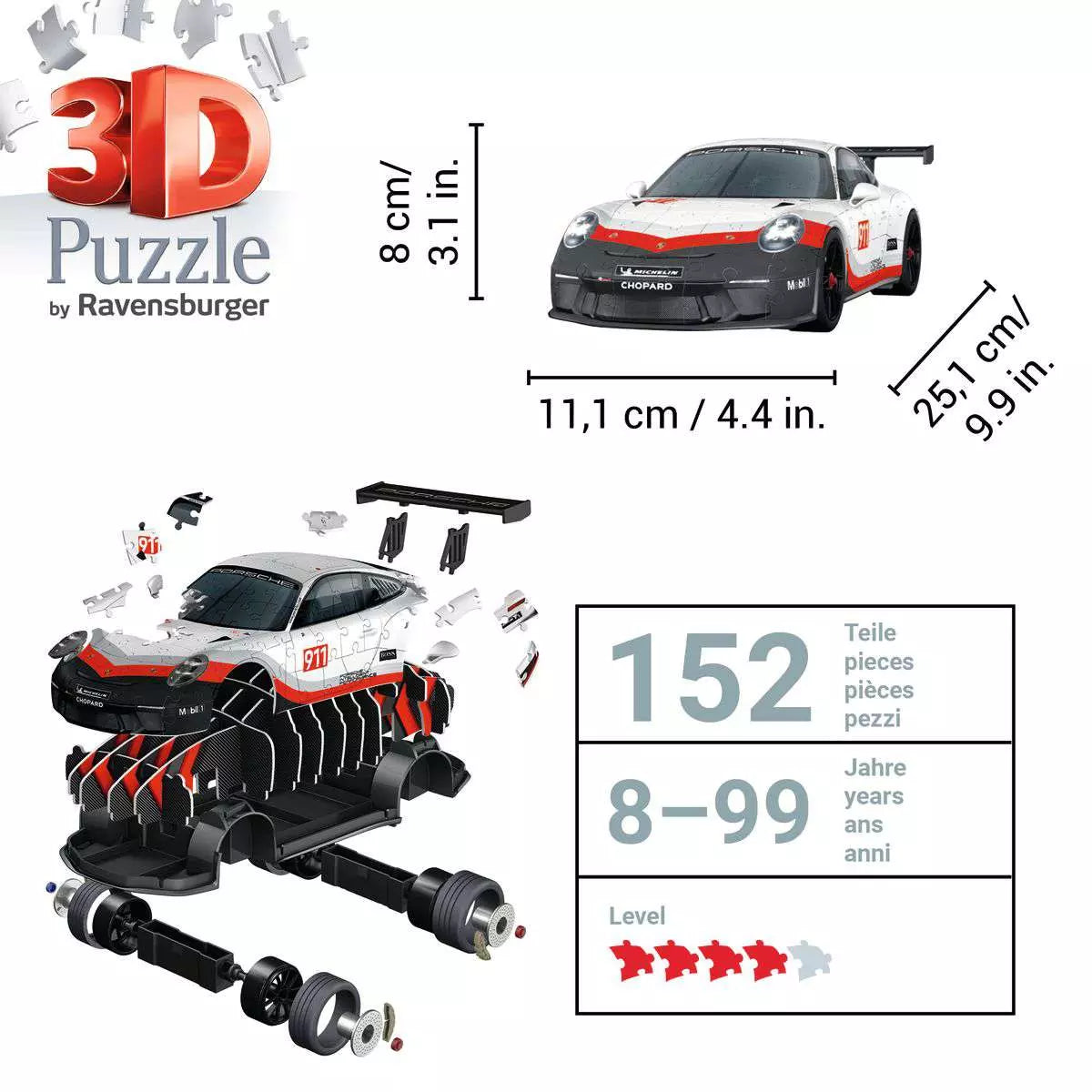 Porsche 911 GT3 - 108 Piece 3D Puzzle