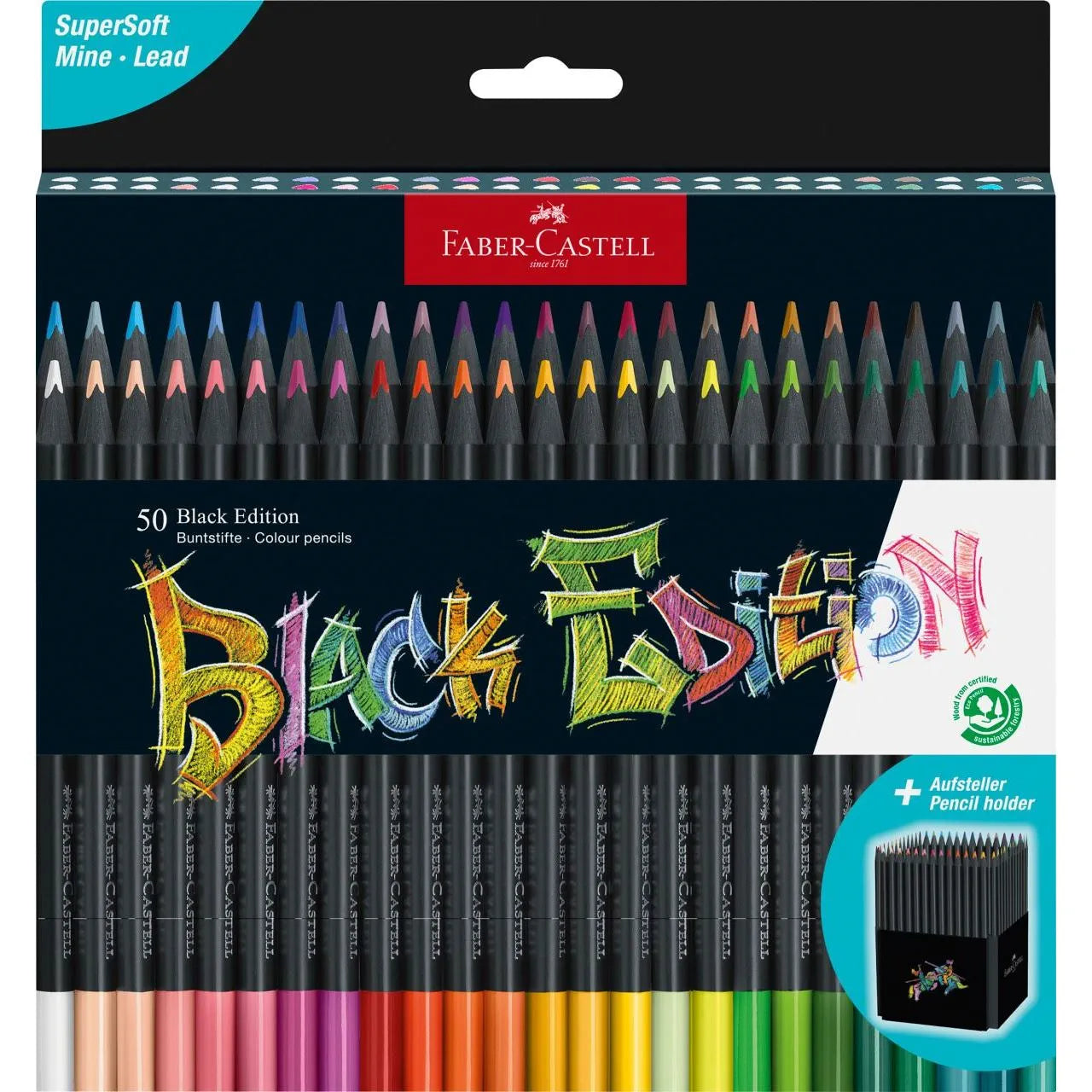 Faber-Castell Black Edition Colored Pencils - 50 Count