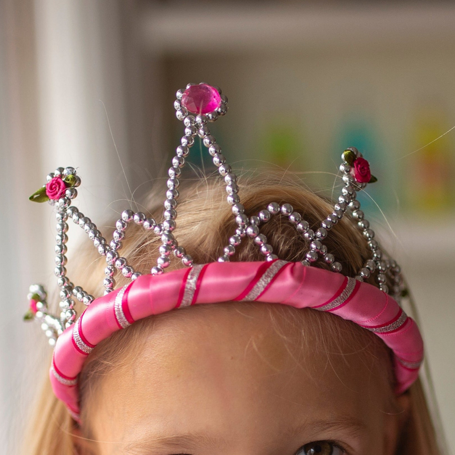 Ribbon Tiara - Dark Pink