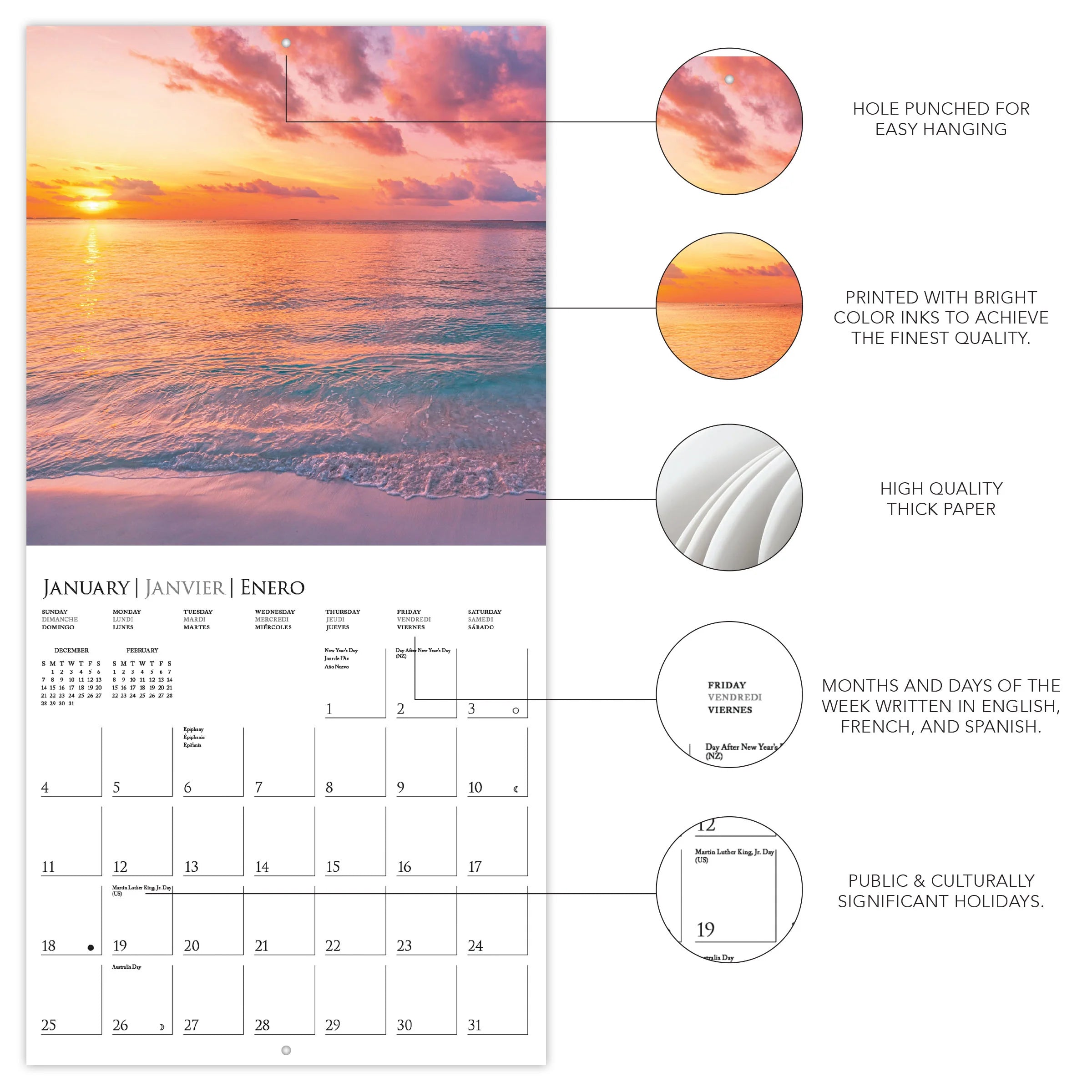 Sunsets 2026 Wall Calendar