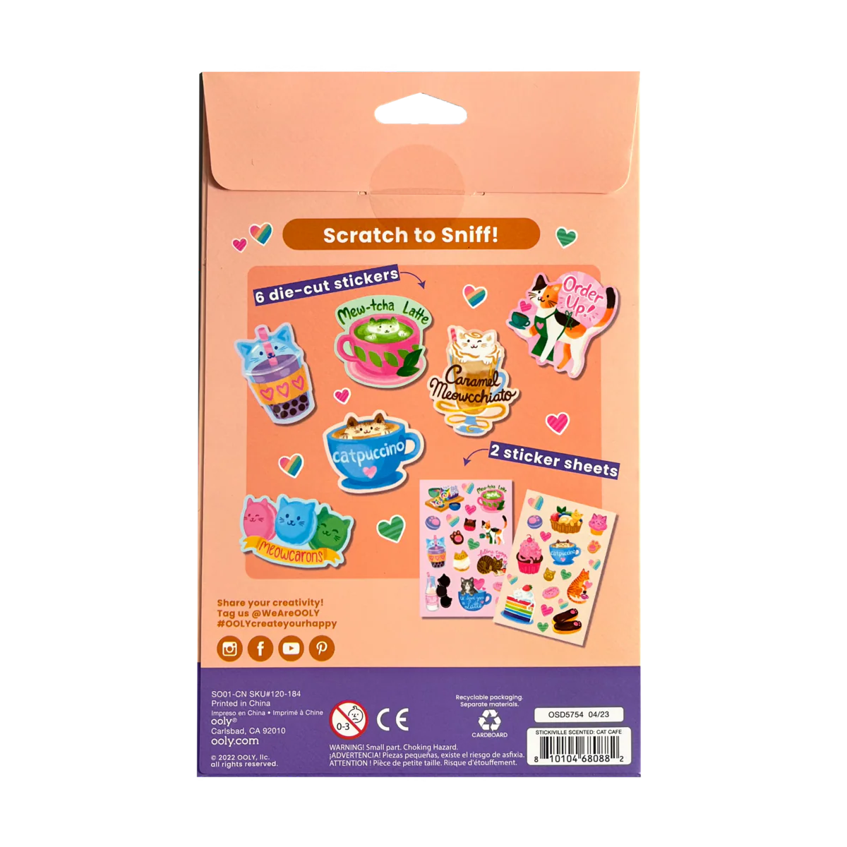 OOLY STKR SCNTD/VINYL CAT CAFE