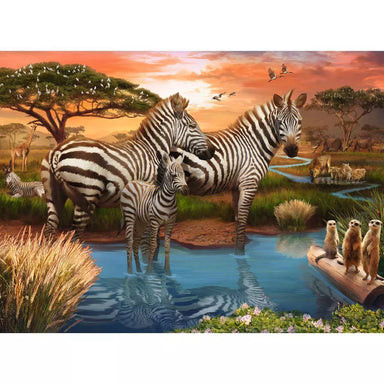 Zebras at Waterhole 500 Piece Puzzle
