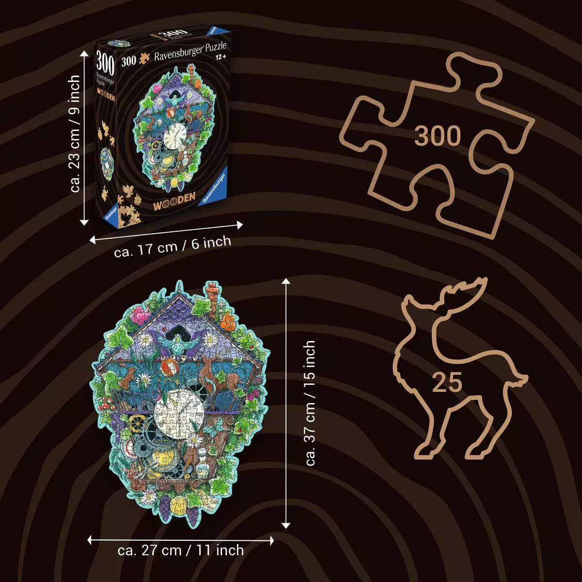 Wooden Puzzles: Cuckoo Clock 300 Piece Shaped Puzzle