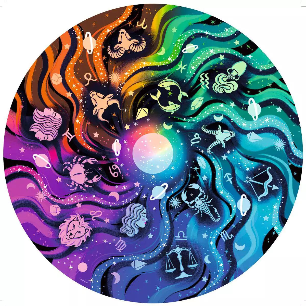 RAV Circle of Colors: Astrology 500 Piece Round Puzzle