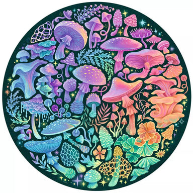 Mushrooms Circle of Color 500 Piece Round Puzzle