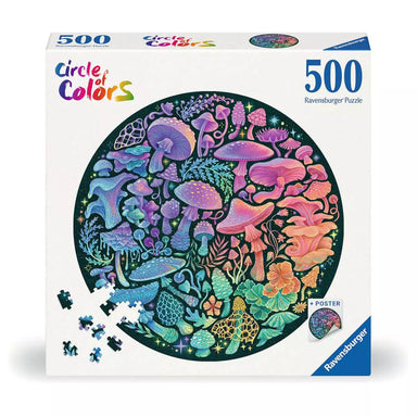 Mushrooms Circle of Color 500 Piece Round Puzzle