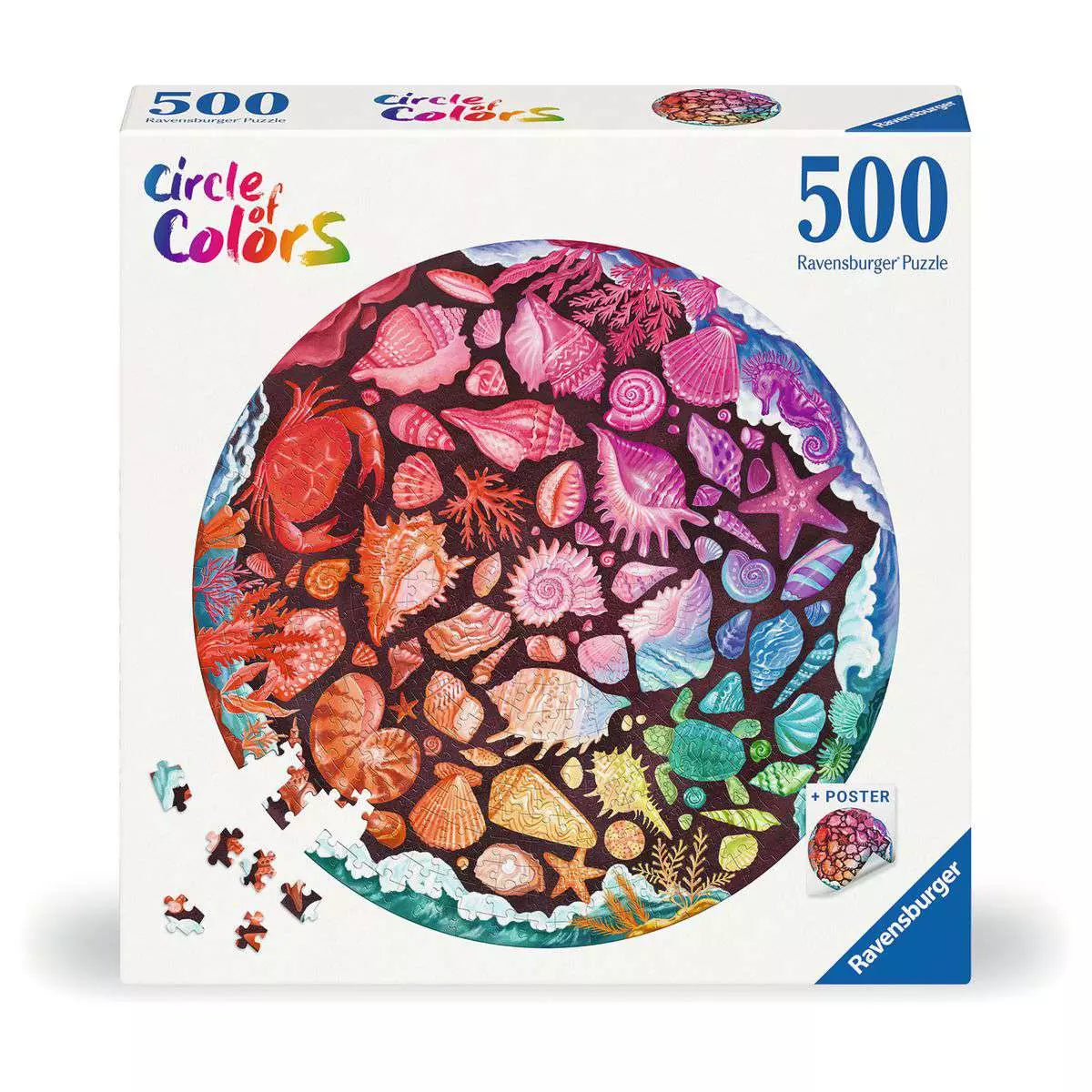 Seashells Circle of Color 500 Piece Round Puzzle