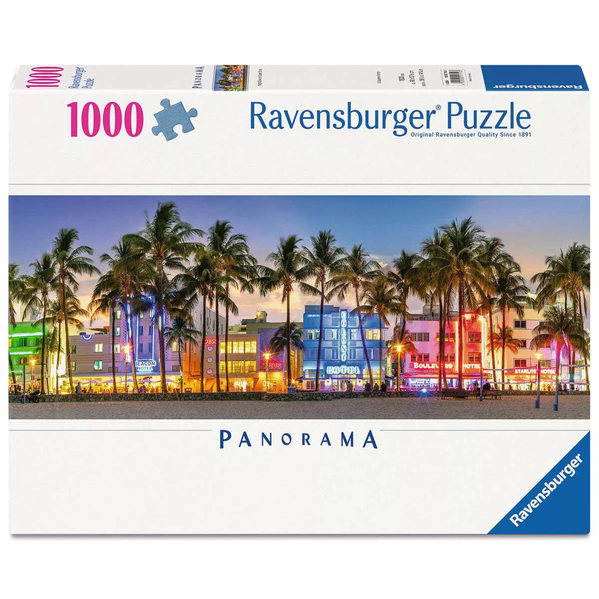 Night Glow on Ocean Drive 1000 Piece Panoramic Puzzle