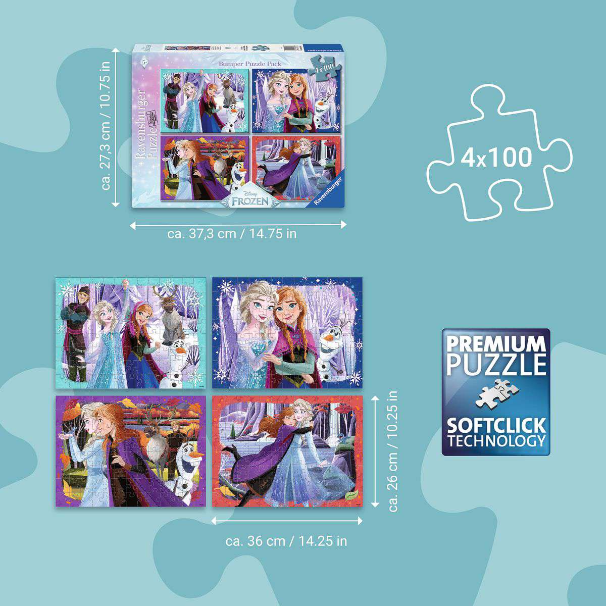 Disney Frozen Bumper Puzzle Pack 4x100 Piece Puzzles