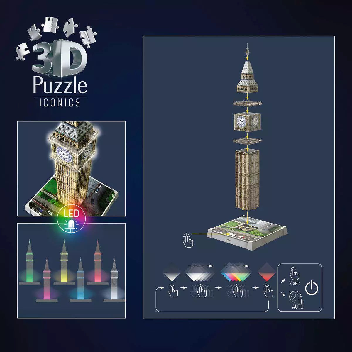 3D Puzzle Iconics: LED Big Ben 235 Piece Puzzle