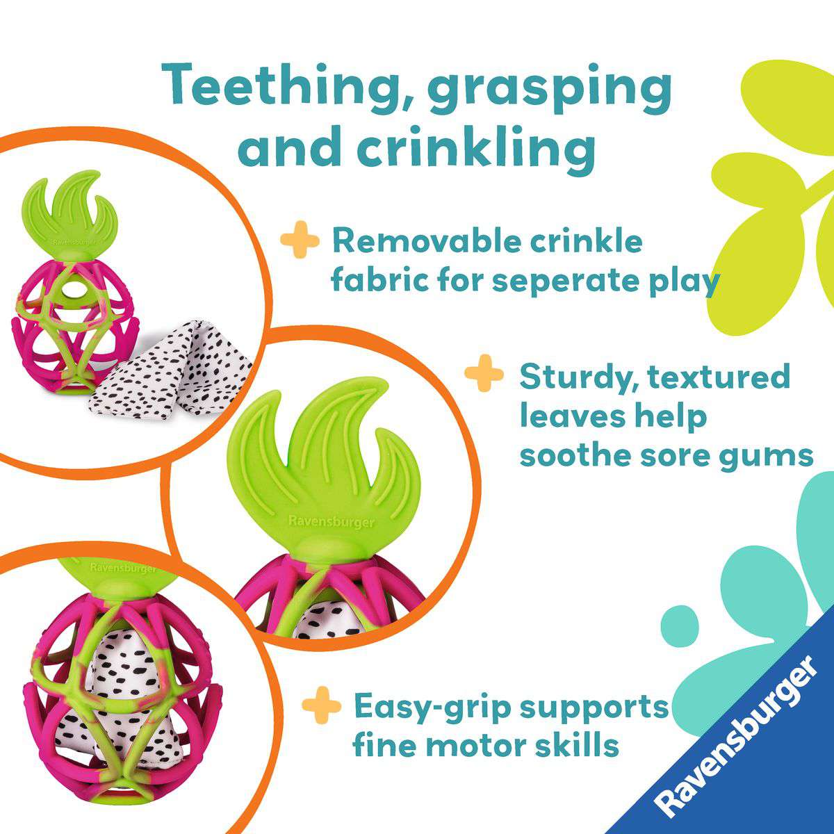 RAV Dragon Fruit Sensory Crinkle Teether