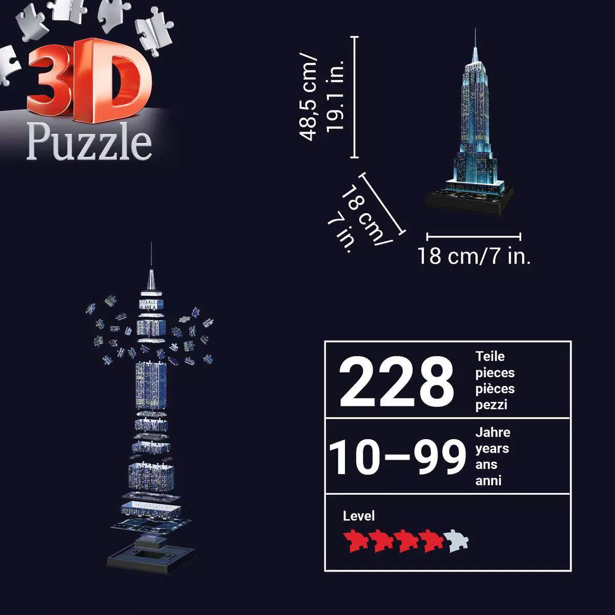 RAV Empire State Building - Light Up Night Edition 216 Piece 3D Puzzle