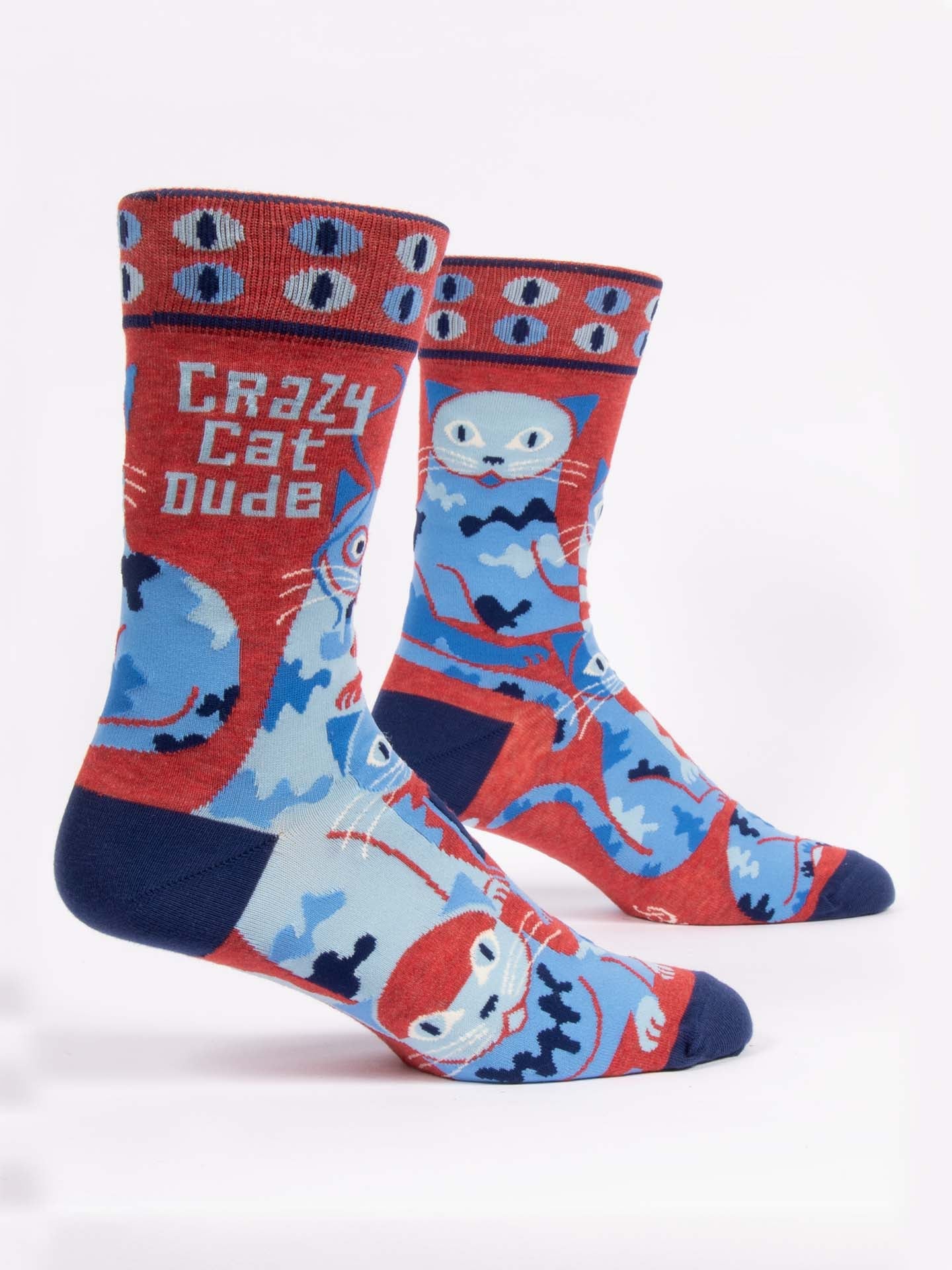 BLUQ Crazy Cat Dude Men's Crew Socks