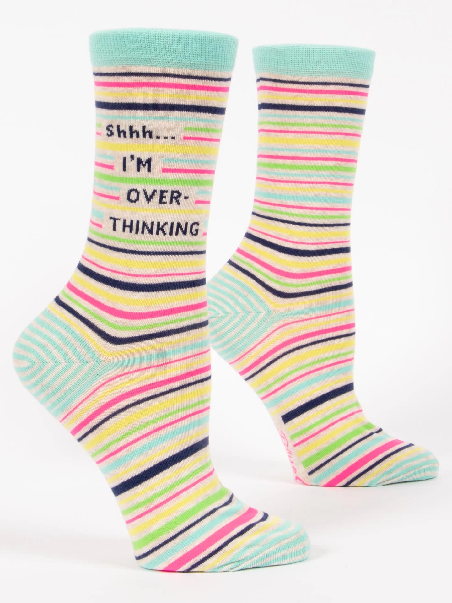 Blue Q Women's Crew Socks - Shhh.. I'm Over-Thinking