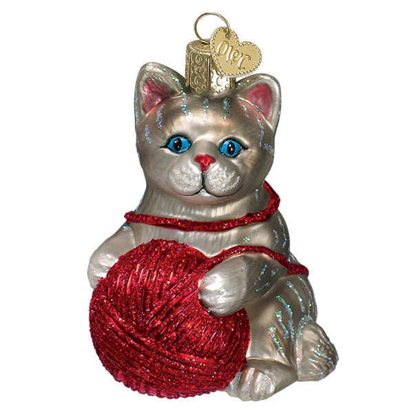 Old World Christmas - Grey Playful Kitten Ornament