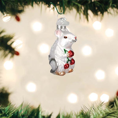 Old World Christmas White Mouse Ornament