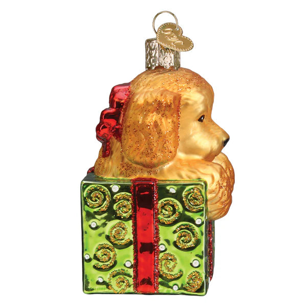 Old World Christmas Doodle Puppy Surprise Ornament